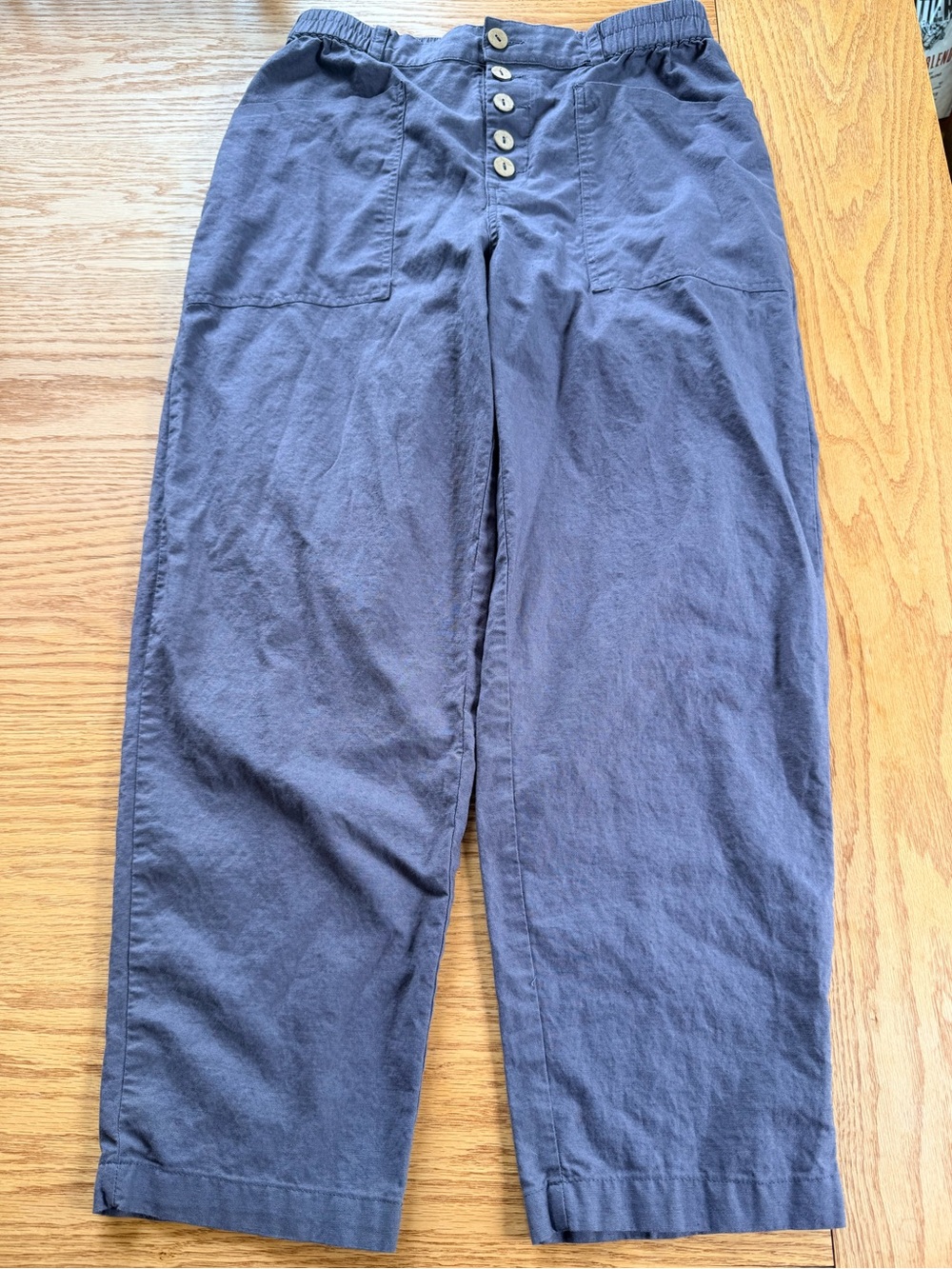Lintico pull on button-fly linen pants